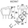 Kép 2/2 - Kapcsoló billenő kerek kék AKV14 250V 6A visszajelzős 20mm-es lyukba