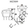 Kép 2/2 - Kapcsoló billenő kerek kék TS113 visszajelzős 20mm-es lyukba