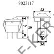 Kép 2/2 - Kapcsoló billenő kerek fekete, zöld visszajelzős 12V 10A 20mm-es lyukba