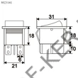 Kép 2/3 - Kapcsoló billenő szögletes sárga 2 állású 2ák 250V 10A 31x22mm 09029SA
