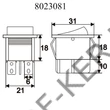 Kép 3/3 - Kapcsoló billenő szögletes sárga 2 állású 2ák 250V 10A 31x22mm 09029SA