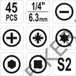 Kép 3/3 - Bitfej készlet Yato YT-04620 45 db-s 