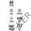 Kép 2/3 - Bitfej készlet hex-torx-spline 40 db-s YT-0400 Yato
