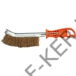 Kép 1/2 - Drótkefe hajlított, műanyag nyél, rezezett, 35cm, 30mm széles