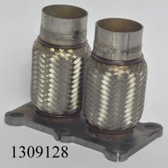 Kipufogójavító flexibilis rezgőcső  50x100mm  2csöves talpas 6 csavaros VW Golf IV