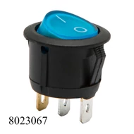 Kapcsoló billenő kerek kék AKV14 250V 6A visszajelzős 20mm-es lyukba