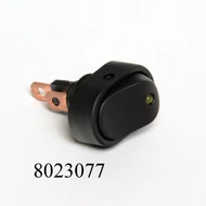 Kapcsoló billenő ovál 2állású 12V 20A  sárga visszajelzős 10,5mm-es lyukba