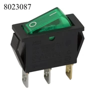 Kapcsoló billenő szögletes zöld visszajelzős 250V 10A 31x11mm-es lyukba