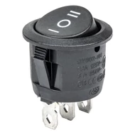 Kapcsoló billenő kerek fekete 3 állású 12V-250V 6A 20mm-es lyukba