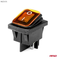 Kapcsoló billenő szögletes sárga 2 állású 2áramkörös 12V/24V 20A vízhatlan 31x22mm 03091 BU14