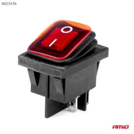 Kapcsoló billenő szögletes piros 2 állású 2áramkörös 12V/24V 20A vízhatlan 31x22mm 03092 BU13