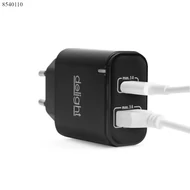 Telefontöltő hálózati adapter 230V USB 3A + Type-C USB 3A gyorstöltő PD20W 55047BK