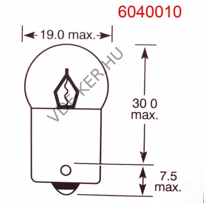 Izzó 12V 10W cseresznye R10W BA15S