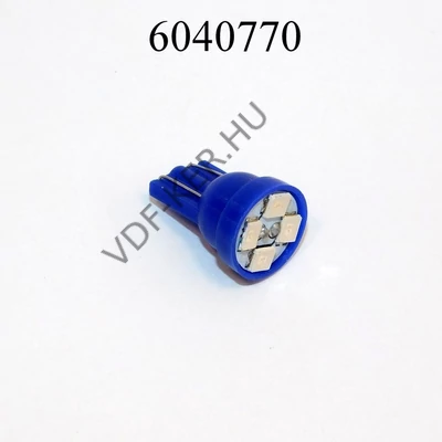 Izzó LED 12V T10 4SMD kék, lapos (W2.1x9.5d), védelemmel