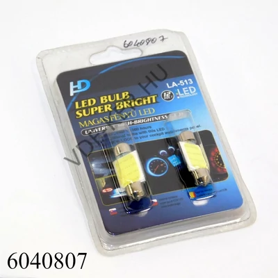 Izzó LED 12V szofita fehér 36mm PÁR! COB10x36
