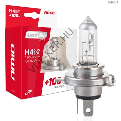 Izzó 12V H4 60/55W+130% 2db-os LumiTec Silver