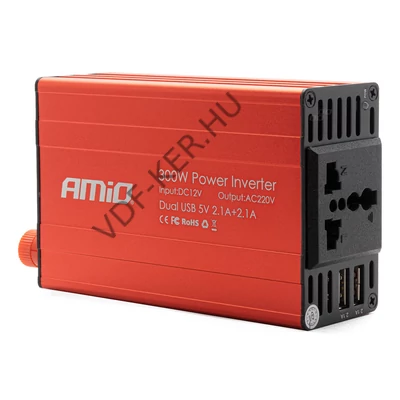 Feszültség átalakító 12V-230V Inverter 300/600W 2xUSB PI03 DKKC