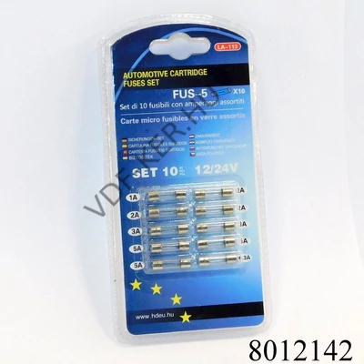 Biztosíték üveg 10db-os vegyes 20mm-s