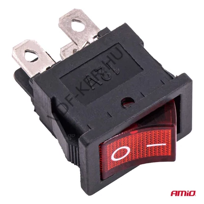 Kapcsoló billenő szögletes piros 2 állású 12V 20A 20x13mm-es lyukba