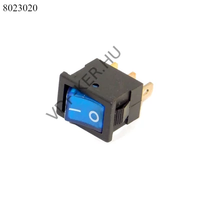 Kapcsoló billenő szögletes kék kicsi 12V 15A visszajelzős 12x18mm TS148