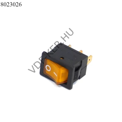 Kapcsoló billenő szögletes sárga kicsi 12V 15A visszajelzős 12x18mm TS147