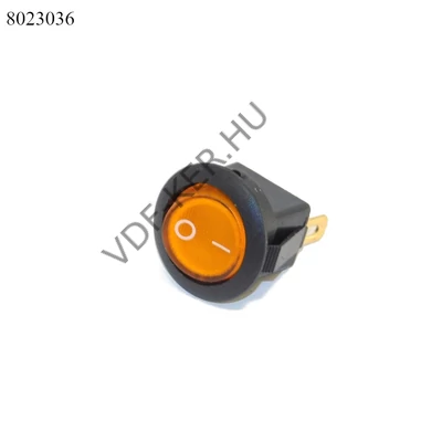 Kapcsoló billenő kerek sárga TS133 12V 20A visszajelzős kör 20mm BU08