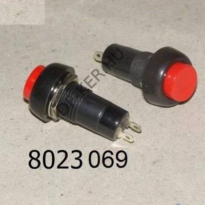 Nyomókapcsoló kerek piros  12mm kicsi záró 250V 3A