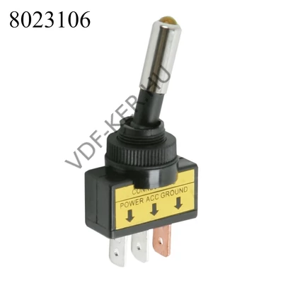 Kapcsoló nyeles, szögletes, LED-es, sárga 12V 25A 09058SA