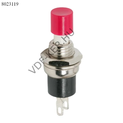 Nyomógomb kerek piros mini 1.5A 250V  záró, nem kapcsoló!