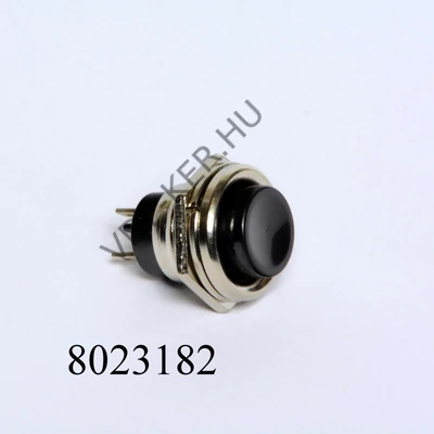 Nyomógomb kerek fém fekete 2A 13mm záró 250V