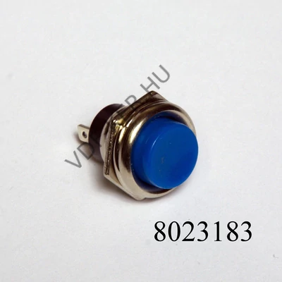 Nyomógomb kerek fémházas, kék gombbal, 13mm 09065KE 250V 2A off-on