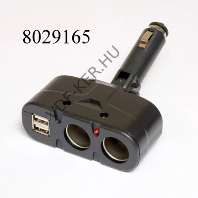 Szivargyújtó elosztó 2-es + 2USB csatl. dönthető 5A 60W WF033  BM033