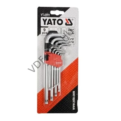 Imbuszkulcskészlet furatos TORX 9db-s T10-T50