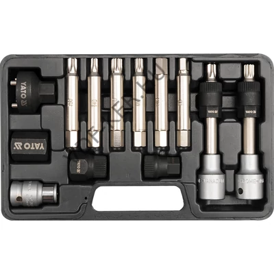 Bitfej készlet hex-torx-spline 13 db-s, YT-0421 generátor szerelő készlet Yato