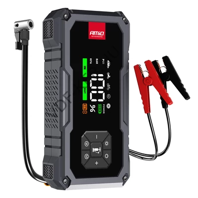 Akkutöltő, bikázó, kompresszor LCD kijelzővel LED lámpa, Powerbank 12V 7.2Ah 600A 04674 
