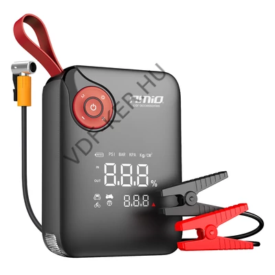 Akkutöltő, bikázó, kompresszor LCD kijelzővel LED lámpa, Powerbank 12V 7.2Ah 600A 04675 
