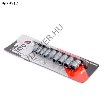 Crowafej készlet belsős torx YT-0520 9db-os E5-E16 dugókulcs garnitúra 1/4"-3/8" meghajtó