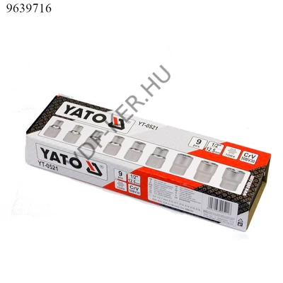 Crowafej készlet belsős torx YT-0521 9db-os E10-E24 Dugókulcs 1/2" meghajtó