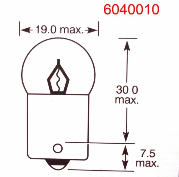 Izzó 12V 10W cseresznye R10W BA15S